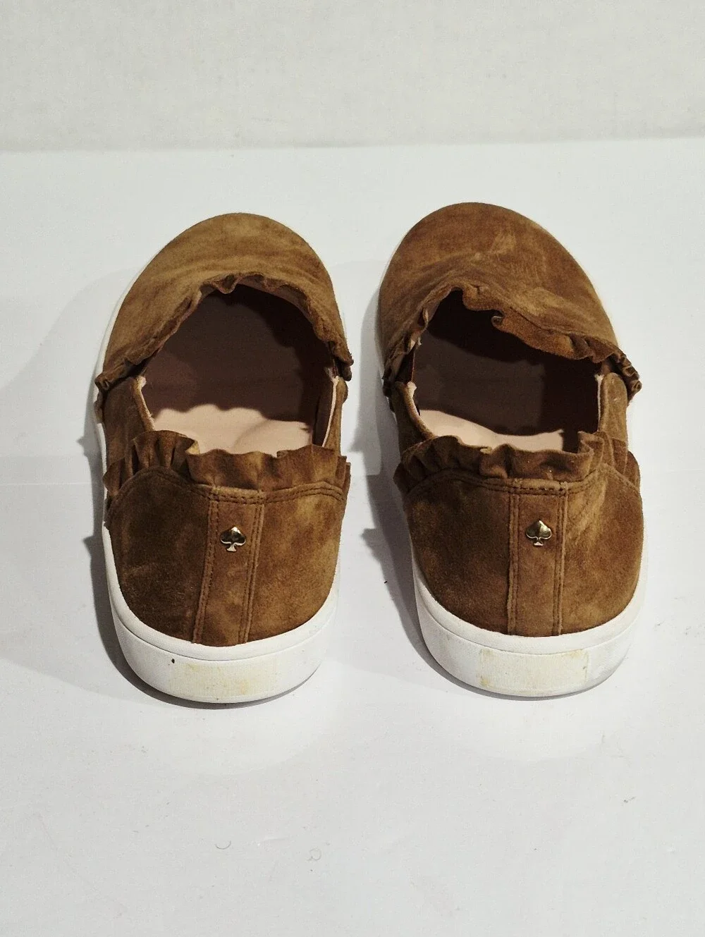 kate spade Brown Suede Slip-On Sneakers with Ruffle Trim Size 11